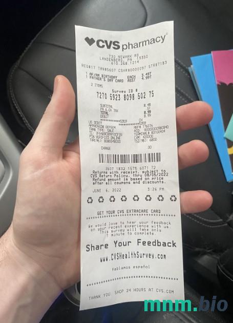 CVS Pharmacy przykładowy czek płatniczy PSD